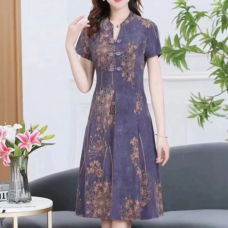 ❐❀■Mẹ mặc váy sườn xám mới phụ nữ trung niên và cao tuổi 40 đến 60