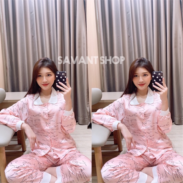 [ MẪU MỚI SIÊU HOT ] Pijama Lụa Satin Cổ Sen Tay Phồng Cổ Điển Sang Chảnh