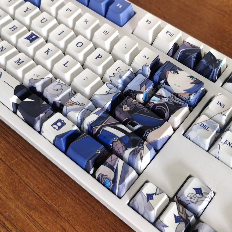 Ye Lan Theme Keycap Genshin Impact Keycap OEM Profile PBT Thuốc nhuộm-Thăng hoa Bàn phím cơ Keycap Anime Keycap 108 Phím