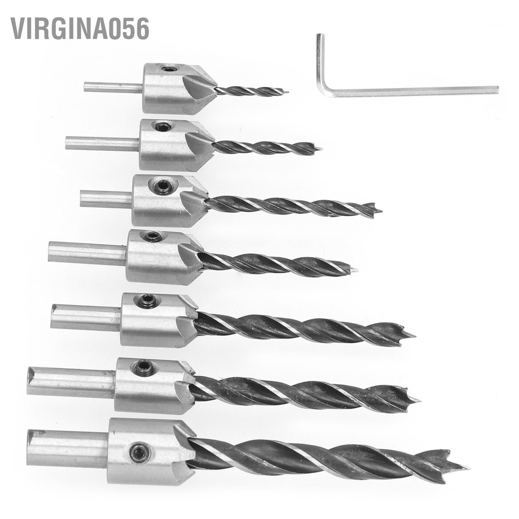 Virgina056 7 cái Bộ đếm bộ lỗ khoan chế biến gỗ Tốc độ cao thép chìm Mũi cho ngành mộc