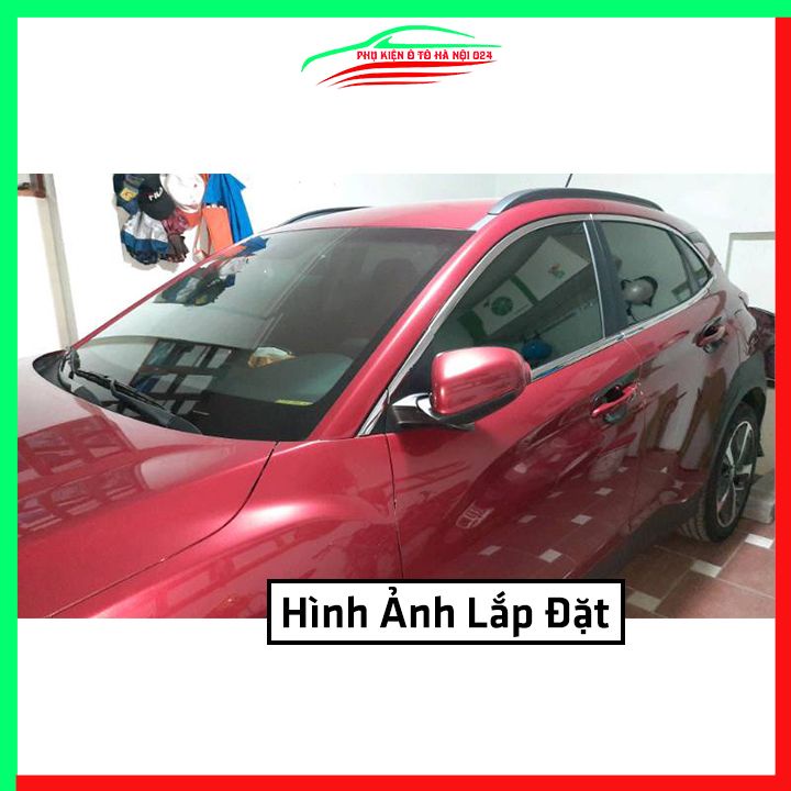 Bộ nẹp viền chân kính cong kính Hyundai Kona Inox sáng bóng chuẩn form xe