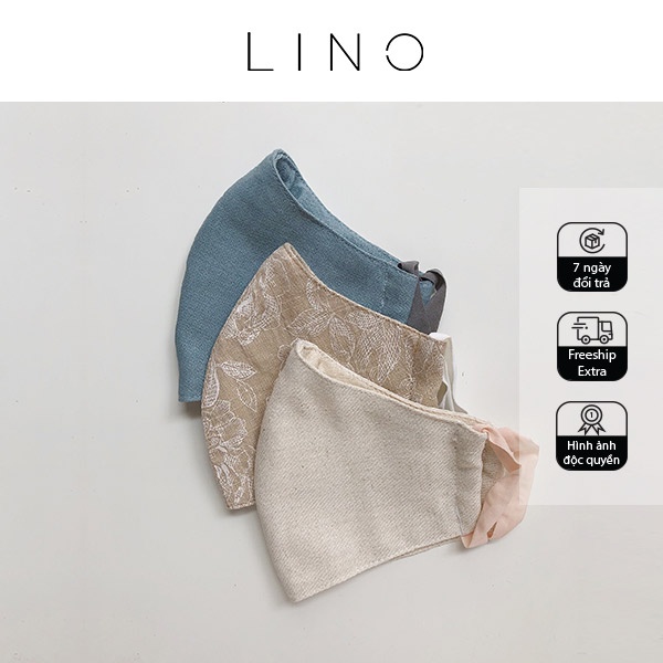Khẩu trang vải linen mask freeship thời trang LINO