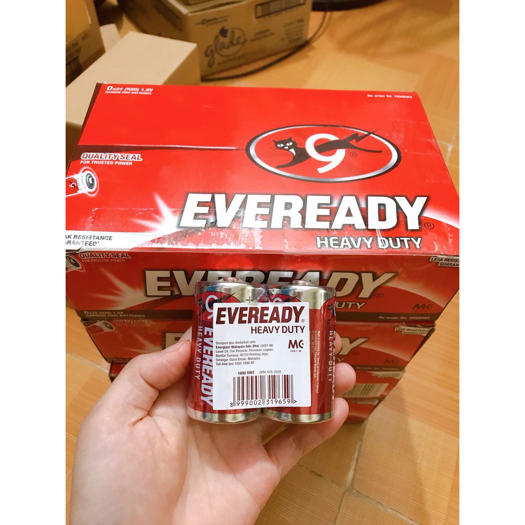 Vỉ 2 viên pin đại mèo đỏ EVEREADY 1.5V - Chính hãng