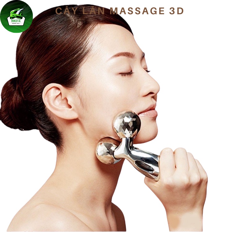 Cây Lăn Mát Xa  Mặt 3D Giúp Thon Gọn Nâng Cơ Mặt Rikota NLCLMX3D