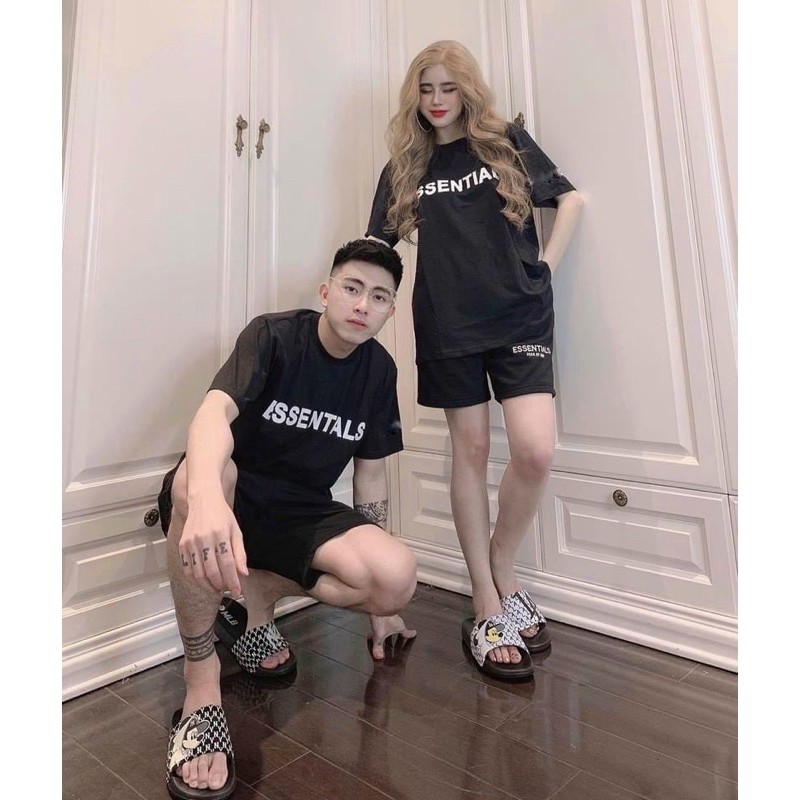 Bộ Mặc Hè Essentials Nam Nữ Nổi Chữ Đơn Giản | BigBuy360 - bigbuy360.vn