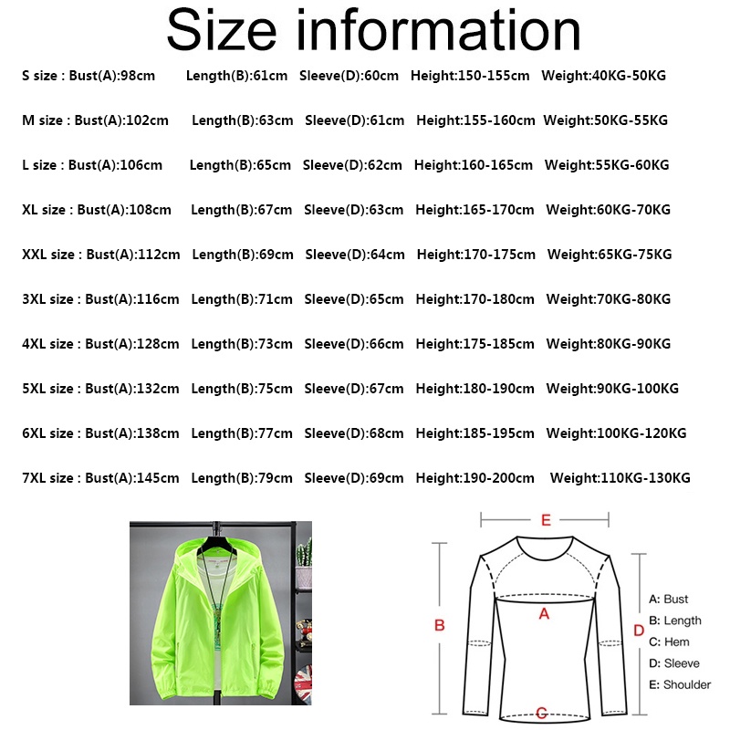 Áo Khoác Chống Tia UV Siêu Nhẹ Nhanh Khô Size S-7XL Thời Trang Mùa Hè Cho Nam Và Nữ
