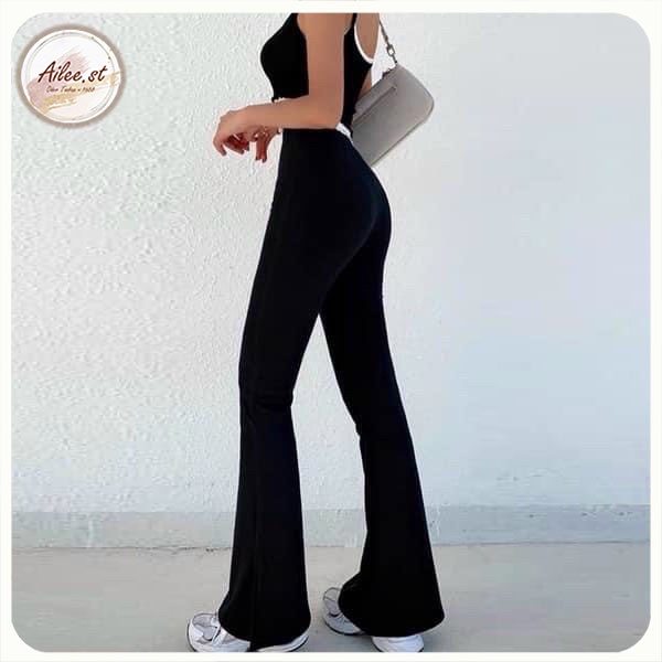 QNU 004 Quần Za.ra Tăm Ông Loe Nữ Legging Màu Đen Lưng Cao Co Dãn Bốn Chiều Siêu Hách Dáng Thời Trang Nữ Ailee