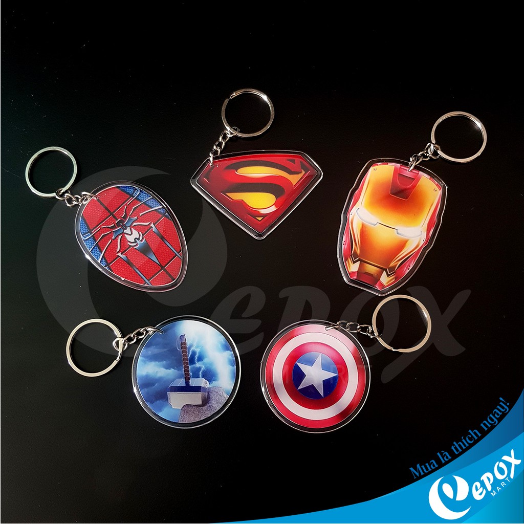 Móc khóa Avenger Ironman, Captain America, Spiderman, Thor, Superman keo epoxy [Cực Ngầu]