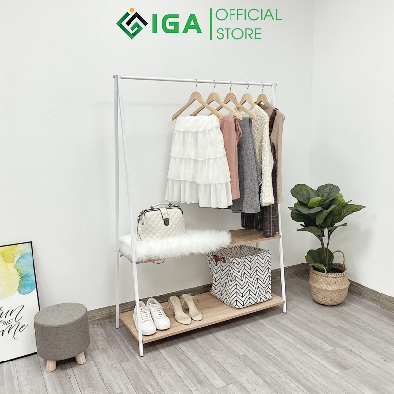 Giá Treo Quần Áo IGA White Rossi 2F Phong Cách Hàn Quốc - GM03