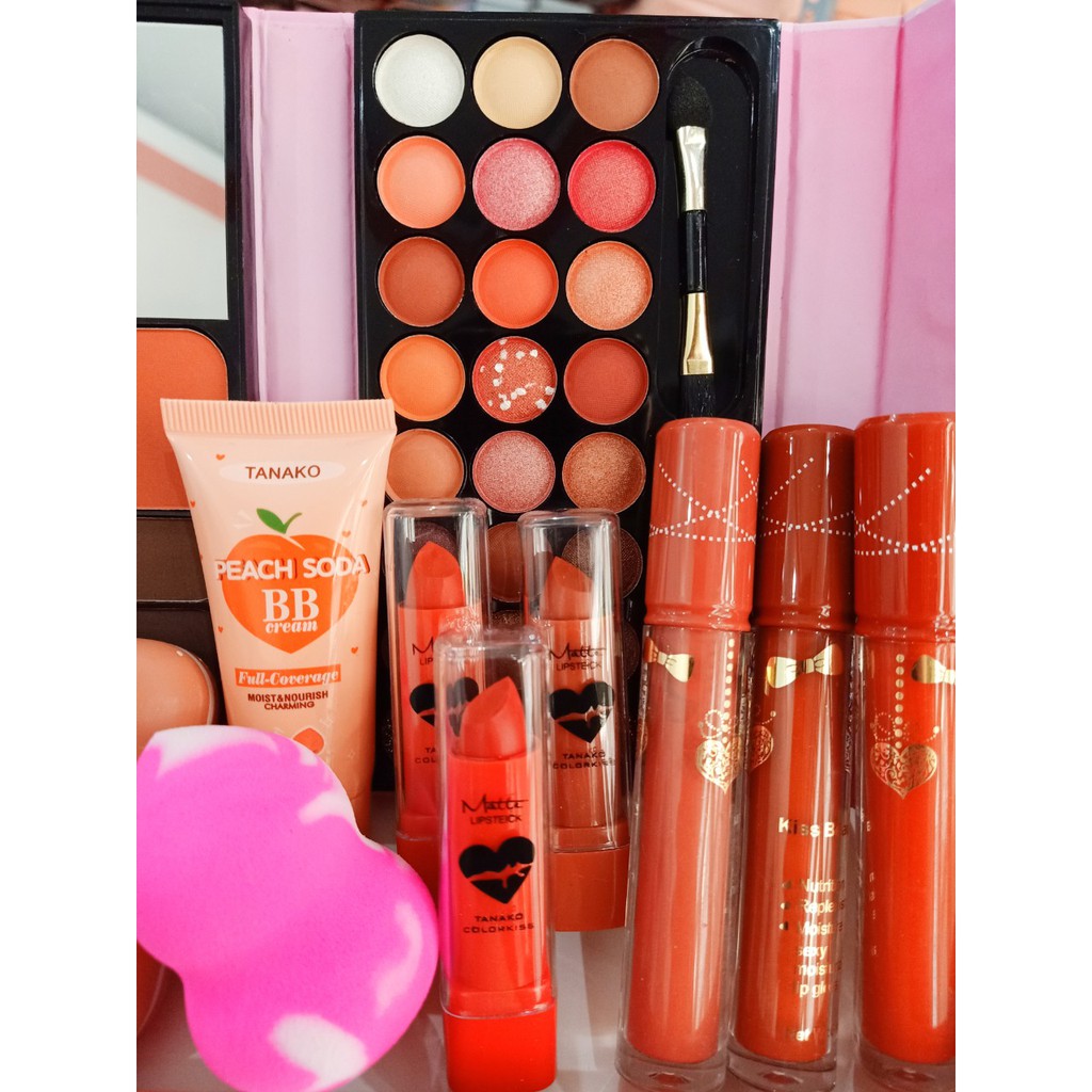 Trọn bộ mỹ phẩm đầy đủ son + phấn mắt + kem nền + phấn phủ + cọ đẹp | BigBuy360 - bigbuy360.vn
