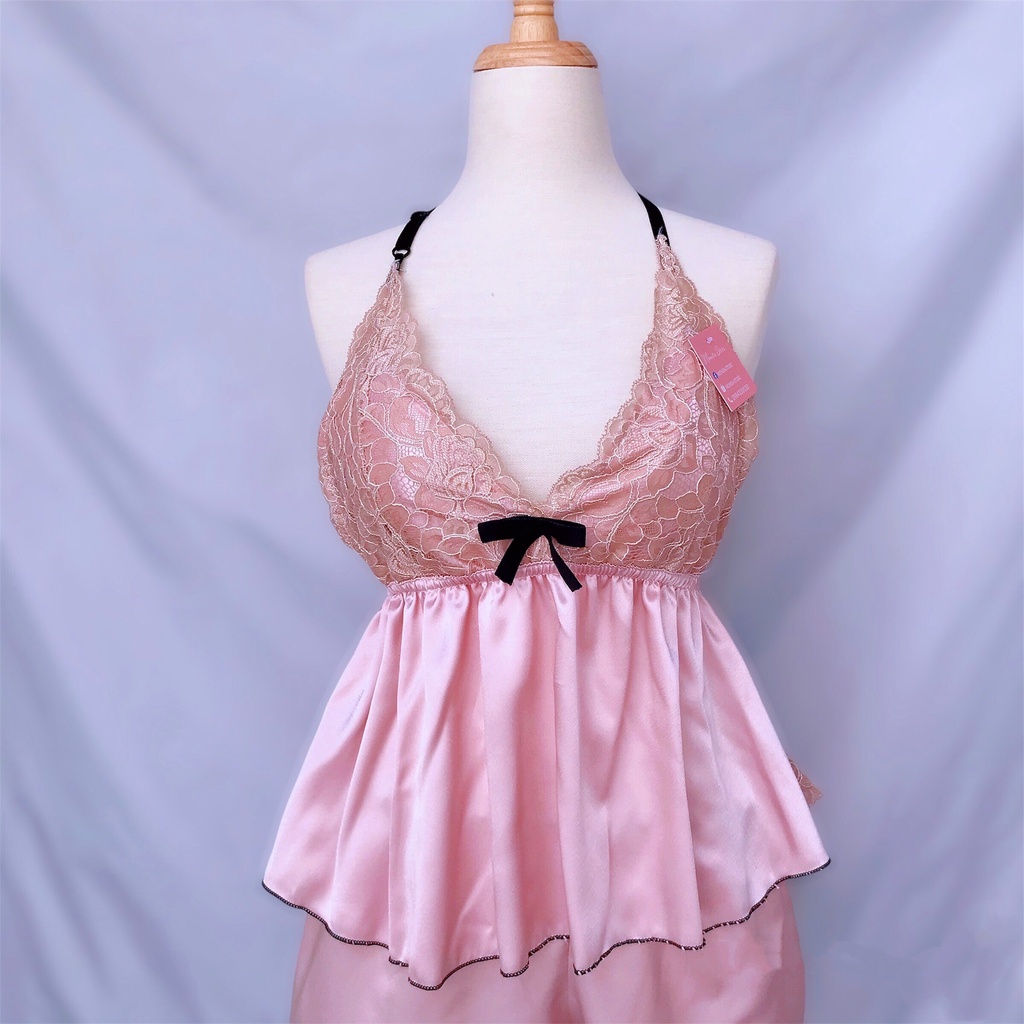 Đồ ngủ sexy,đồ ngủ 2 dây phối ren MOMISA03 chất liệu lụa thái mềm mại <58kg | BigBuy360 - bigbuy360.vn