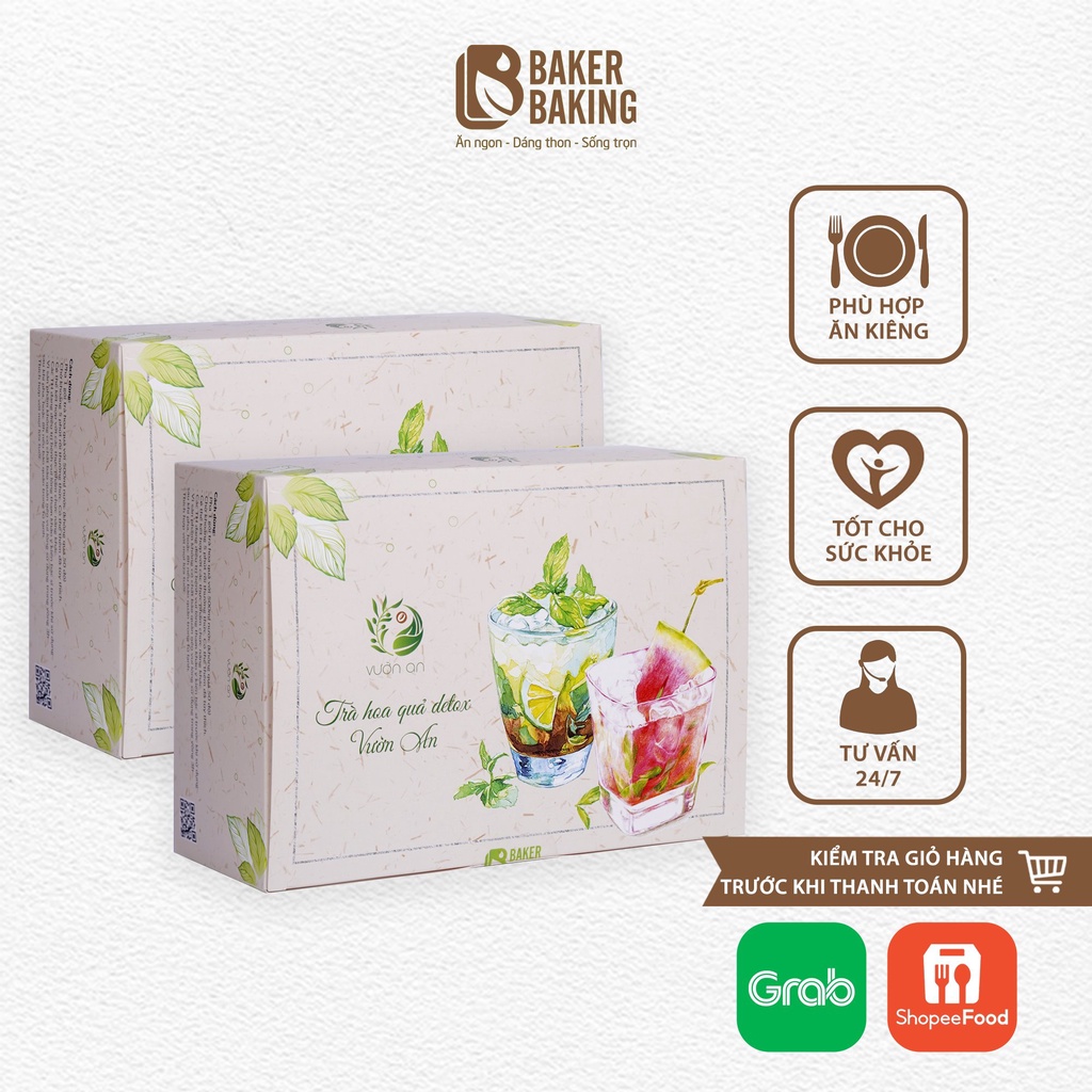 Trà detox hoa quả sẩy khô Baker Baking thanh lọc cơ thể dành cho người béo, eatclean 30 gói