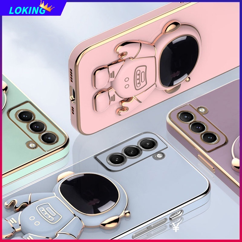 Ốp Điện Thoại Silicone Mềm Có Giá Đỡ Hình Phi Hành Gia Cho Samsung S22 S21 Plus Ultra S20FE S21FE