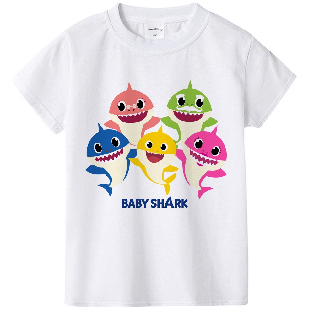 Áo Thun Tay Ngắn In Hình Cá Mập Dễ Thương Thời Trang Hiện Đại Cho Bé Trai / Gái