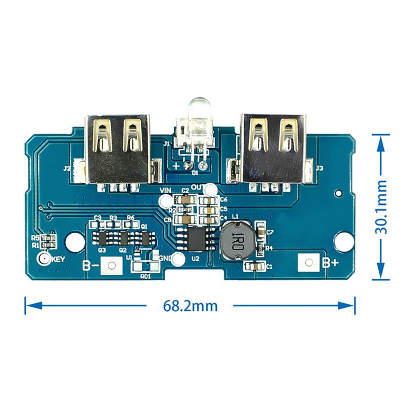 18650 Dual Micro USB 3.7V đến 5V 2A Tăng cường Ngân hàng điện di động Bộ sạc pin Lithium Bo mạch PCB Tự làm 18650 Mô-đun nâng cấp có đèn Led