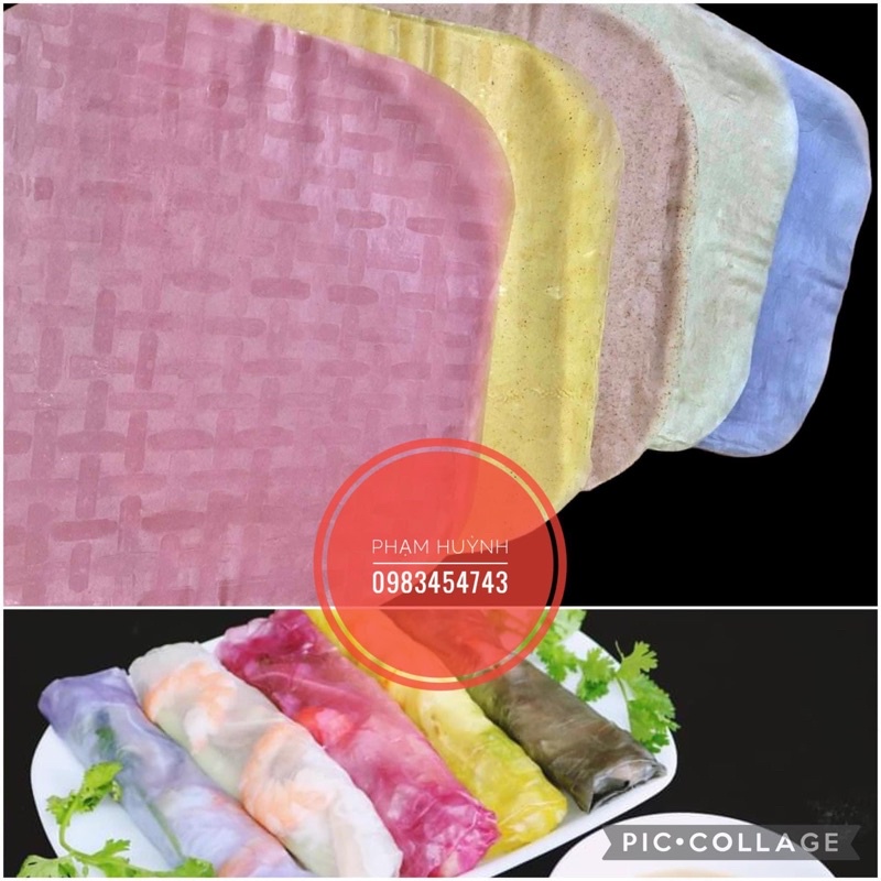 Bánh Tráng Ngũ Sắc Vuông PH FOOD Size 22cm - 500gr làm từ gạo lứt và rau củ tự nhiên
