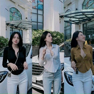 Áo sơ mi tay dài vạt bầu nút cài 2 túi chất liệu thun gân (A15