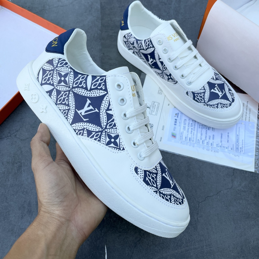 Giày Sneaker LV Trắng đế Cao Su Cao Cấp - Giày LV Trắng Cho Nam
