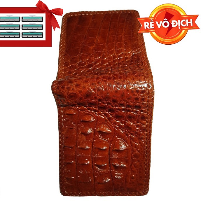 Ví da cá sấu đan viền Ruby Luxury tặng kèm 6 lưỡi dao cạo râu kép trị giá 60.000 đ