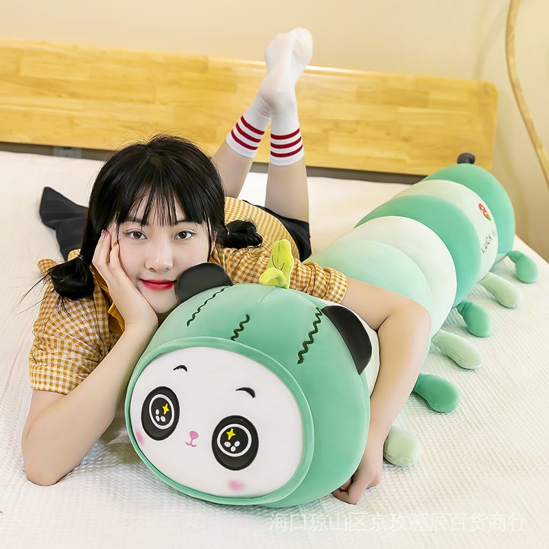 Gối Ôm Mô Hình Sâu Bướm Hoạt Hình Màu Xanh Lá Dễ Thương Dành Cho Trẻ Em