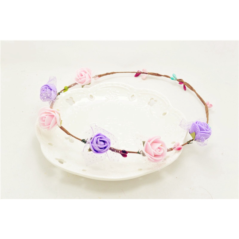 Vòng Hoa Hồng Nhiều Màu Trang Trí Tóc Cho Bé Gái