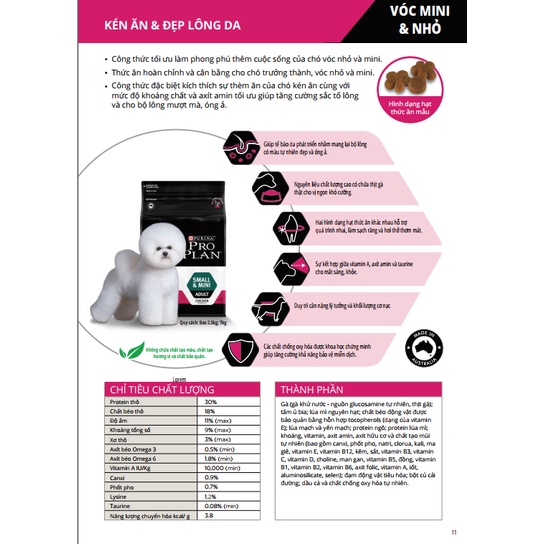 Thức ăn Purina Pro Plan dành cho chó kén ăn & đẹp lông da - Vóc mini và nhỏ  2,5kg