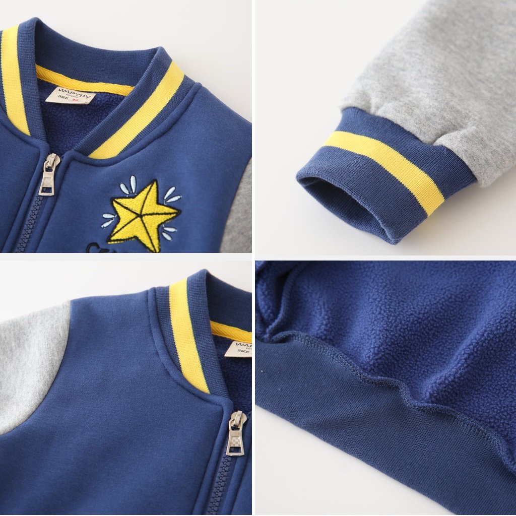 Áo Khoác Nỉ Bóng chày cho Bé Trai, áo Nỉ Bomber Wapypy dày ấm cho bé 12-24kg, hàng xuất Âu - Minkids