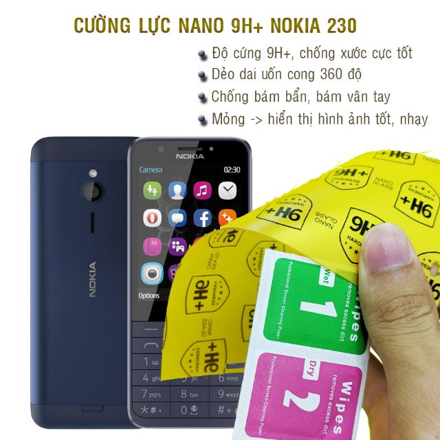 Dán cường lực dẻo nano trong hoặc nhám cho Nokia 230