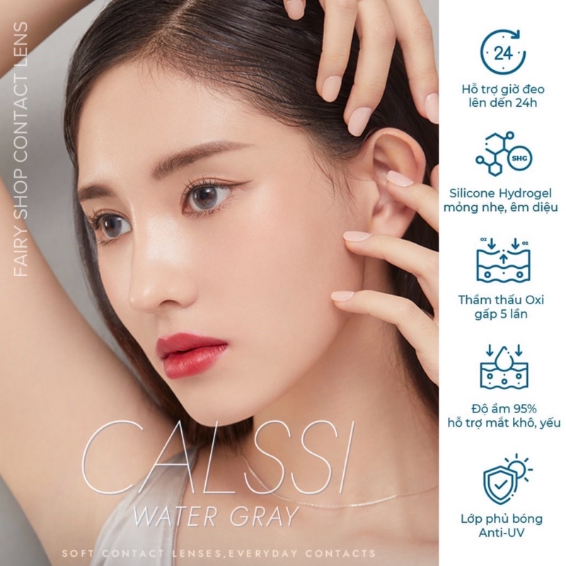 Kính áp tròng Calssi Water Gray 14.0mm - FAIRY SHOP CONTACT LENS độ 0 đến 8 Silicone Hydrogel Lens Cho Mắt Thở