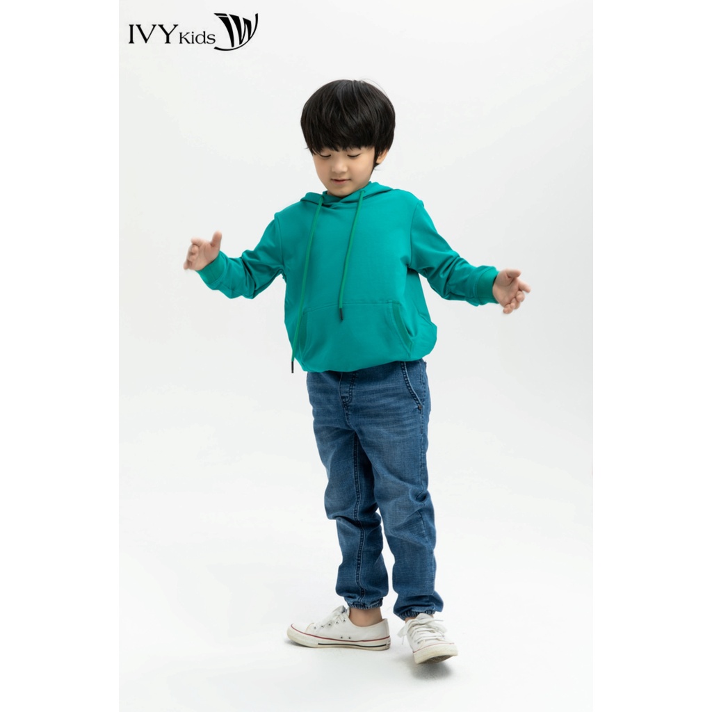 Áo hoodie trơn bé trai IVY moda MS 59K1185