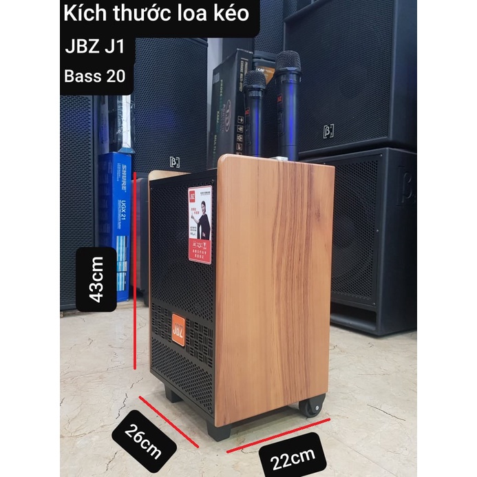 Loa kéo Karaoke Bluetooth JBZ J1: Bass 20, Có 2 Micro không dây đi kèm