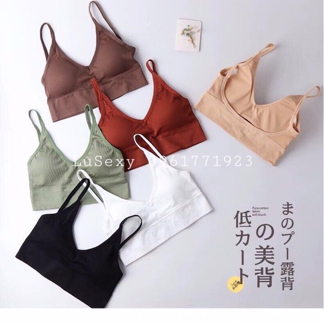 Áo Bra cotton khoét lưng sâu siêu đẹp chữ U màu da, màu đen, màu trắng áo tập gym dáng croptop Bralette