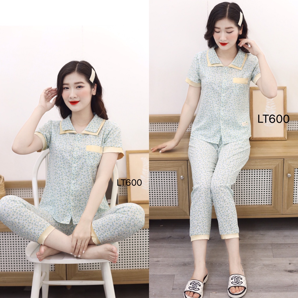 Bộ quần áo ngủ nữ tay ngắn quần dài chất lụa mềm mát