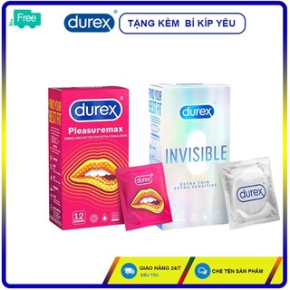 COMBO 2 hộp Durex Pleasuremax 12 bao & Bao cao su siêu mỏng Durex Invisible Extra Thin 10 bao.