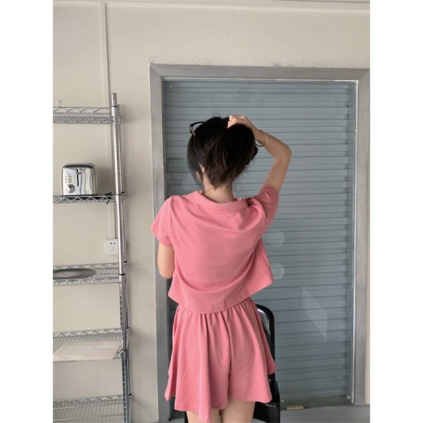 Bộ Áo Thun Polo Ngắn Tay + Chân Váy Lệch Tà Thời Trang Mùa Hè 2022 Mới