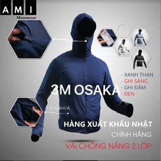 Áo chống nắng nam 2 lớp 3M Osaka, Áo khoác chống nắng nam vải kim cương cao cấp chống tia UV, co dãn thoáng mát (CN2)