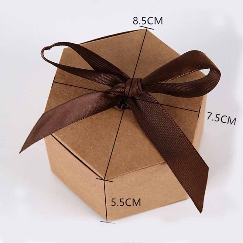 Set 10 Hộp Giấy Kraft Hình Lục Giác Đựng Bánh Kẹo Làm Quà Tặng Đa Ứng Dụng