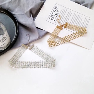 Vòng cổ chocker đính ren đá