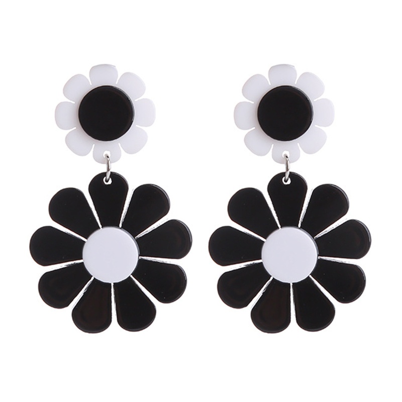 Bông Tai Acrylic Hình Hoa Cúc Trắng / Đen / Cam / Hồng KING 70s 80s Thời Trang 90s