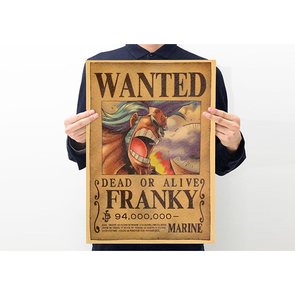 [A006] Tranh treo tường Truy nã Wanted One Piece giấy Kraft Poster Nhân vật Tranh trang trí