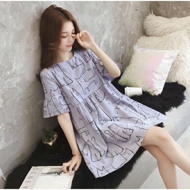ĐẦM BABYDOLL DỄ THƯƠNG , ĐẦM SUÔNG HOẠ TIẾT , ĐẦM FORM RỘNG , BIGSIZE