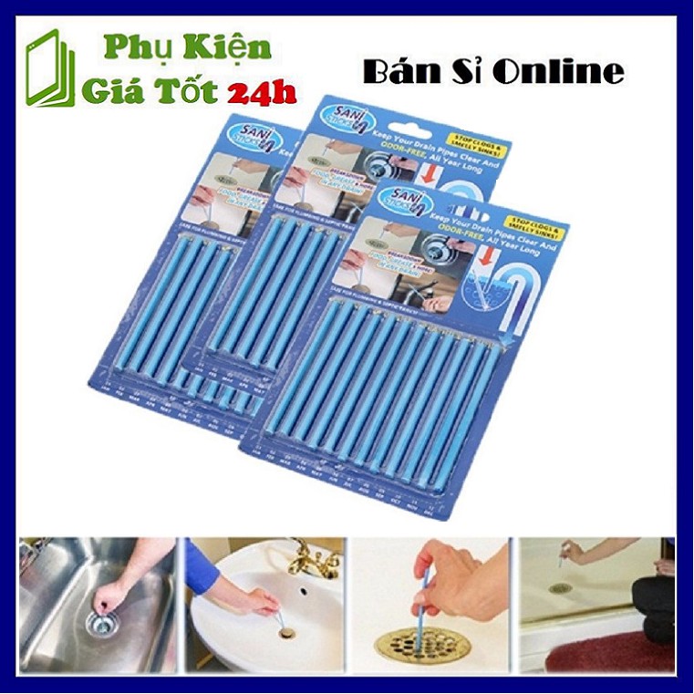 Vỉ 12 Que Thông Cống Thanh Tẩy Rửa Cống Loại Mới