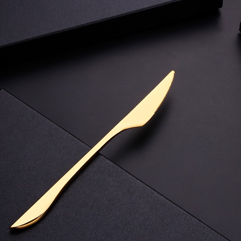 Ready Stock High Quality Forged Cutlery Set Smooth Hotel Household Reusable  Dinnerservice Minimalist Style Flatware Bulk Gold Flatware Stainless Steel Cutlery Gold Spoons Forks And Knives