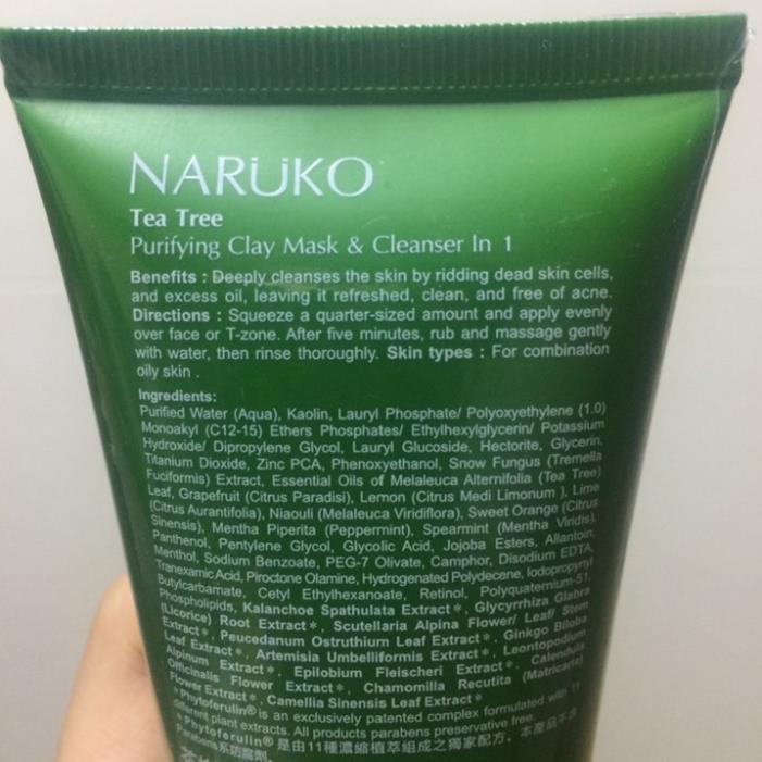Sữa rửa mặt Naruko Tea Tree Purifying Clay Mask & Cleanser 120g chiết xuất tràm trà dạng bùn cho da dầu mụn | BigBuy360 - bigbuy360.vn