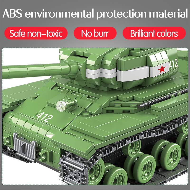 Đồ chơi Lắp ráp Mô hình xe tăng1068PCS WW2 Military Soviet Russia IS-2M Heavy Tank  Quan Guan 100062