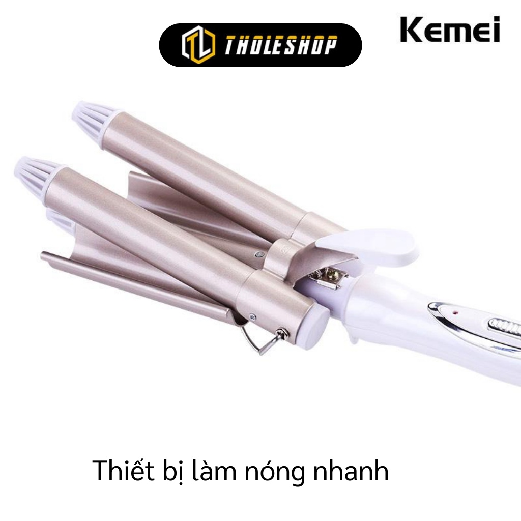 Máy Uốn Tóc - Máy Làm Tóc Xoăn 3 Trục Kemei-1010 Dễ Dàng Và Nhanh Chóng 4355