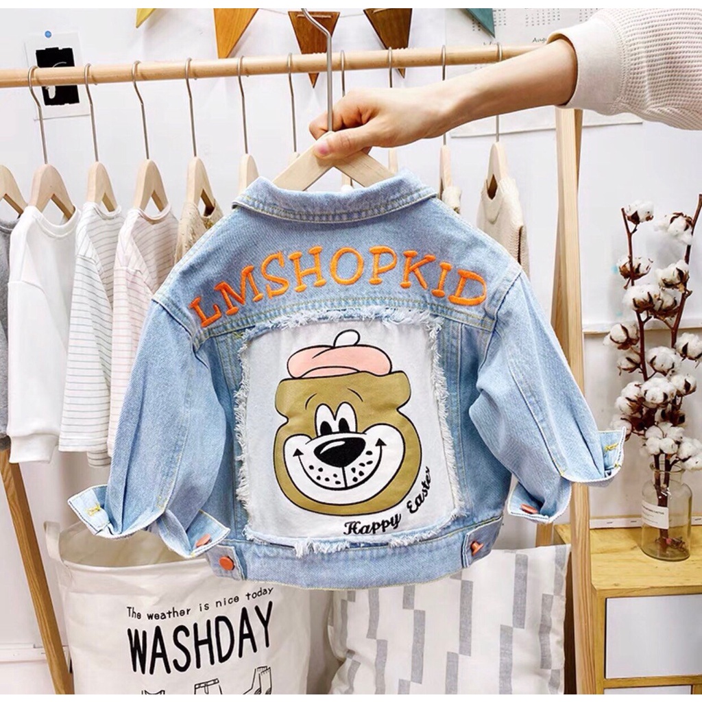 Áo khoác bò hình Gấu cho bé 10-22kg