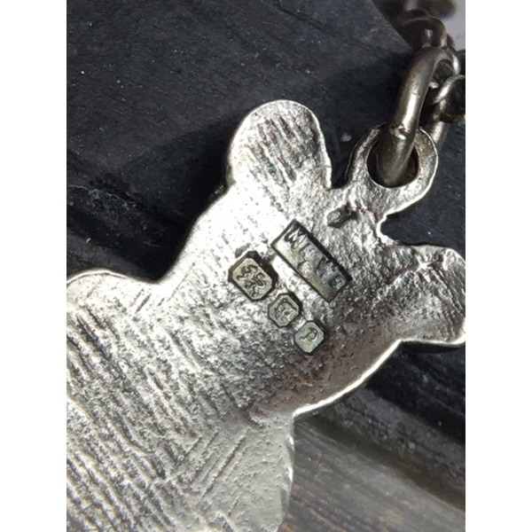 Lắc tay vintage bằng bạc hình gấu 18.5cm khắc logo