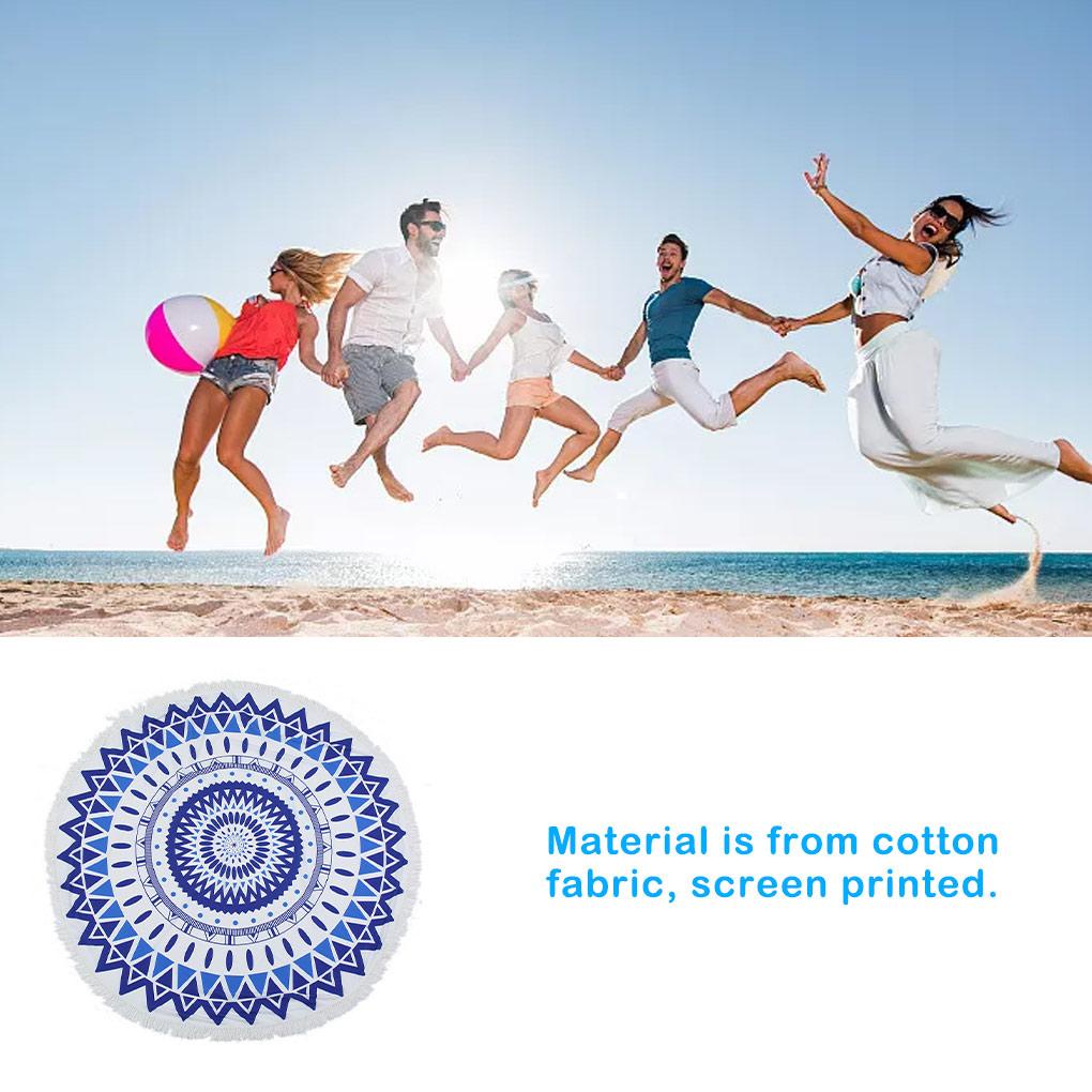 Thảm Tập Yoga / Đi Biển Vải Chiffon Hình Tròn Phối Tua Rua