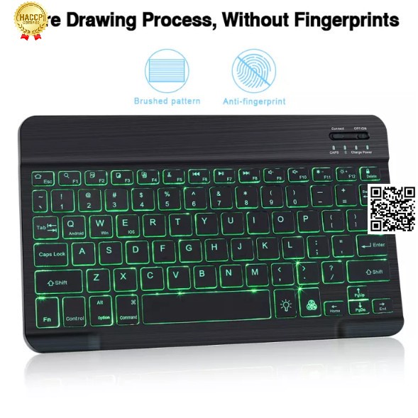 1702 Bàn Phím chuột Bluetooth 10Inch Có Đèn Nền LED Bàn Phím ko dây RGB Có Thể Sạc Lại Cho PC tablet táo